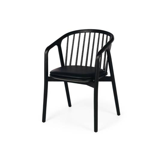 NORD Dining Chair Black Oak and Black PU Seat